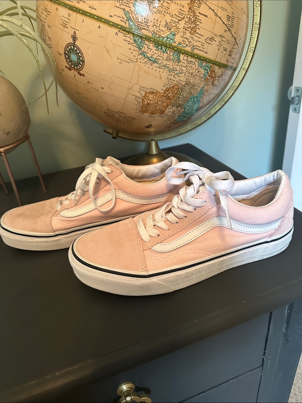Vans Pink Suede Low-Top Sneakers with White Stripe